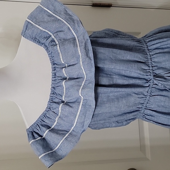 J Crew Size XL Linen Blend On or Off Shoulder Dress, Excellent Used Condition - Picture 2 of 14